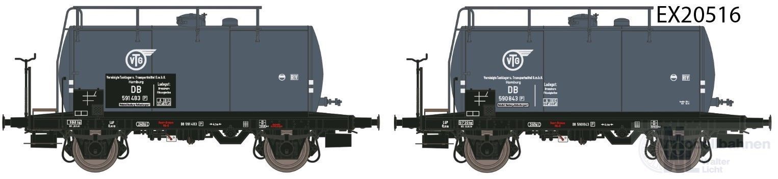 web EX20516 Exact Train 20516 - Kesselwagen Set DB Ep.III VTG 2.tlg. H0/GL